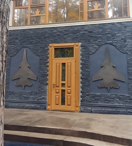 Уличная дверь с фрамугой и МДФ